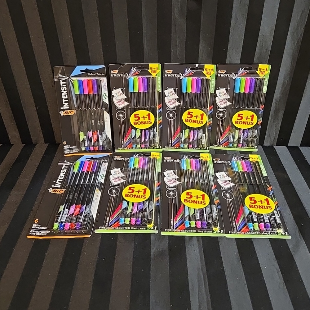 8pc Mixed Lot Bic Intensity Fine Liner Marker Pens 6ct Each